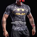 弹力紧身衣训练运动男速干短袖蝙蝠侠超人美国队长英雄T恤健身服