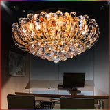 现代简约客厅水晶灯欧式圆形led金色大气吸顶灯创意卧室房间灯具