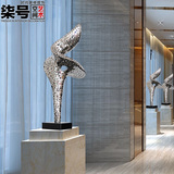 现代金属抽象雕塑摆件不锈钢圆片大型落地玄关艺术品创意软装饰品