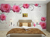 3D玫瑰花墙纸壁纸现代简约花纹大型壁画欧式客厅沙发电视背景墙