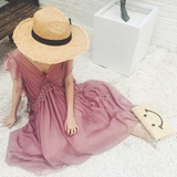 TKSTYLE定制 Fiji Time度假系列 超美藕粉色金色串珠仙女连衣裙
