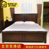 欧式美式家具橡木实木双人床1.8米婚床高箱深色床底收纳箱床类