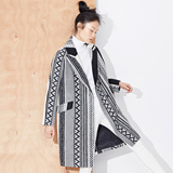 灰色条纹羊毛大衣秋冬季节新款外套 不如归去原创设计师女装品牌