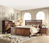外贸原单正品美式家具HH风格卧室深色双人床床头柜斗柜妆台单人床