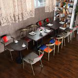 铁艺复古餐厅桌椅组合 西餐厅奶茶店咖啡厅办公简约桌椅 茶餐厅桌