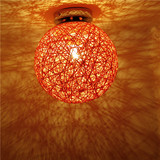 创意麻球吸顶灯入户过道灯玄关灯LED现代藤艺卧室灯编织麻球灯具