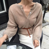 韩版2016秋季女装新品马海毛复古柔软灯笼袖针织衫气质毛衣开衫女