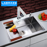 德国LABRAZE厨房水槽单槽拉丝手工套餐 不锈钢加厚厨房洗菜盆水槽