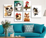 新款数字油画包邮儿童萌宠diy手绘油画卡通可爱动物猫咪卧室4050