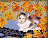 新品数字油画包邮动物猫咪数码风景diy手绘油画卧室大幅客厅40x50