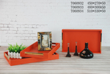 美式乡村橘黄实木托盘创意家居客厅房间桌面杂物收纳框装饰品摆件