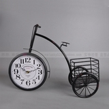 美式乡村复古自行车座钟台钟 外贸欧式创意个性桌面摆件装饰钟表