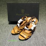 Massimo Dutti夏季新款女鞋真皮高跟防水台凉鞋粗跟绑带坡跟女鞋