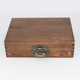 包邮带锁中号zakka收纳盒实木质复古日记档案盒木盒子族谱包装盒