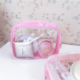 外贸原单 粉色简约PVC透明防水化妆包 小巧型洗漱包 收纳整理包