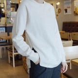 k933韩国女装2016短款弧型衣角纯棉开叉毛圈简约长袖套头女卫衣