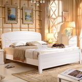 加厚纯橡木床全实木床原木雕花家具白橡木床1.51.8米高箱储物婚床