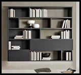 北欧宜家黑橡木实木颗粒免漆板敞开式办公室书橱书柜展示柜书架