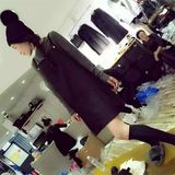 2015冬 zimushan 呢子纯色简单大方时尚显瘦女背带裙两件套 8551