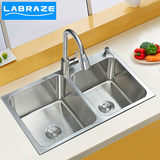 德国LABRAZE水槽双槽 厨房洗菜盆 洗碗池 水槽双槽加厚 水槽套餐