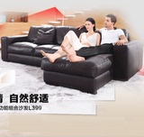 VEE羽绒组合沙发现代简约组合沙发头层皮沙发咖啡色真皮沙发顾家