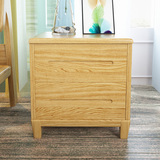 雅斯邦北欧床头柜白蜡木 简约可储物带抽屉卧室环保 纯实木床头柜