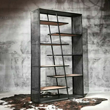 定制金属置物柜铁艺美式书架创意金属柜展示架工业玄关柜实木架子