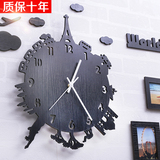 时钟挂钟客厅 创意个性艺术实木静音卧室钟表现代田园壁钟石英钟