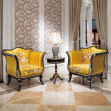 法式新古典实木雕花家具定做意大利奢华休闲椅烤漆描金布艺沙发椅