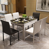 餐桌椅组合  简约现代小户型圆餐桌钢化玻璃伸缩电磁炉火锅餐桌