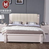 全实木白色双人床气压高箱储物床1.8米时尚真皮床现代简欧1.5特价