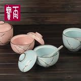 日式陶瓷盖碗 陶瓷炖盅蒸蛋盅 带盖汤碗小碗米饭碗瓷器 味增汤盅