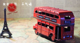 26号英伦经典双层巴士纯手工铁皮汽车模型复古家居装饰工艺品摆件