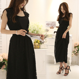 韩国东大门代购夏季新款女装蕾丝连衣裙修身气质长裙两件套装裙子