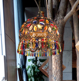 波西米亚阳台吊灯彩色水晶灯地中海过道灯卧室餐厅漫咖啡厅装饰灯