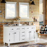 美式仿古欧式浴室柜橡木落地卫浴柜洗漱台盆 实木洗手台盆柜整体