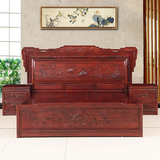 红木家具非洲酸枝木床中式红木床1米8实木床古典雕花双人床储物床