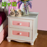 女孩儿童全实木床头柜白色韩式环保烤漆床边柜组装卧室收纳储物柜
