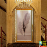 纯手绘玄关装饰画竖版挂画客厅壁画现代时尚有框单联抽象油画羽毛