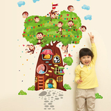 特大墙贴可移除儿童卡通墙壁贴画幼儿园布置宝宝卧室猴子小树屋