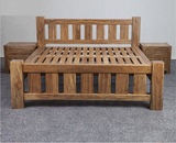 老榆木床纯实木床原生态简约床家具榆木落梁1.8双人床无辅料雕刻