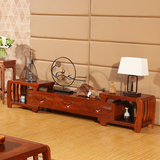 水曲柳实木电视柜 现代中式电视柜茶几组合 简约伸缩地柜客厅家具