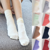 袜子堆堆袜女 韩国进口奢华简约长袜春夏爆款纯色短袜卷边丝袜潮