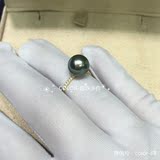 COLOR-手作天然大溪地海水黑珍珠极品孔雀绿镶嵌18K钻石珍珠戒指
