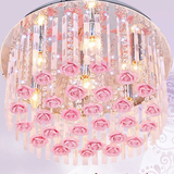 七彩遥控LED水晶吸顶灯客厅主卧室灯玫瑰花温馨浪漫简约婚房灯具
