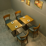 热卖复古咖啡厅桌椅组合奶茶店个性主题西餐厅茶餐厅实木桌椅现货