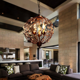 北欧设计师创意复古美式乡村水晶简约灯客厅卧室圆球树枝铁艺吊灯