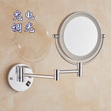充电式带灯折叠 化妆镜LED双面镜子酒店浴室梳妆镜壁挂伸缩美容镜