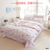 韩版简约全棉四件套纯棉夏公主风床单床上用品双人1.5m1.8m2.0m床