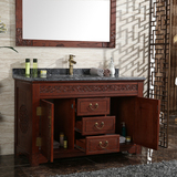 新款中式明清古典中式仿古浴室柜红橡木洗手台卫浴柜组合落地复古